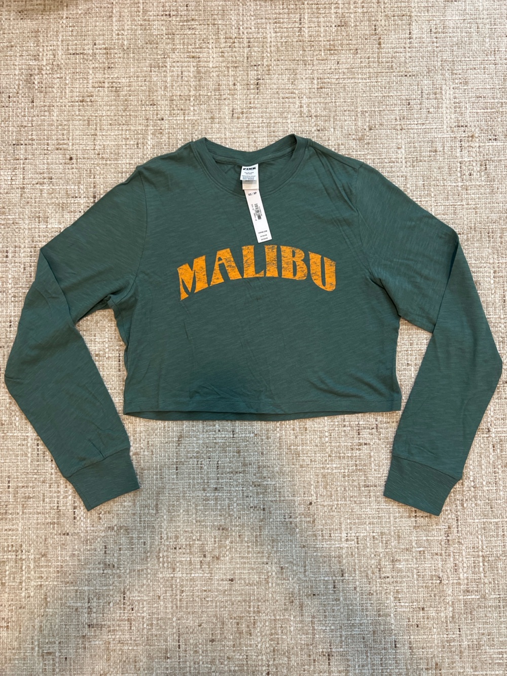 Malibu Graphic Cropped Long-Sleeve Tee - Green